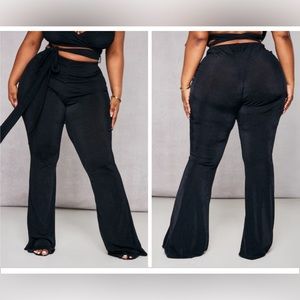 Plus Black Acetate Stretch Flare Pants